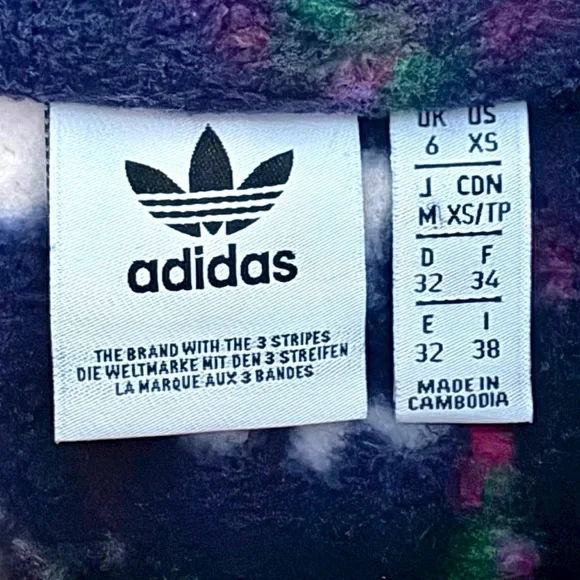 Adidas Full Zip Floral Print Fleece Jacket XS NWOT - Picture 4 of 4